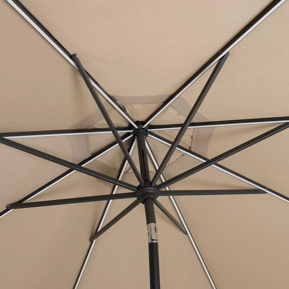 SunVilla 10ft (3m) Solar LED Round Market Umbrella in Beige