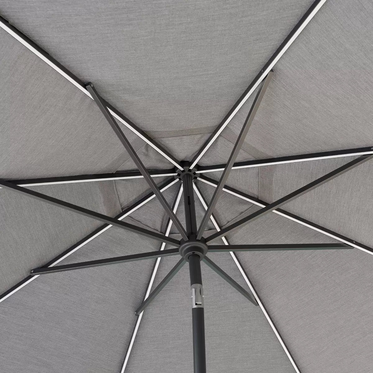 SunVilla 10ft (3m) Solar LED Round Market Umbrella in Grey