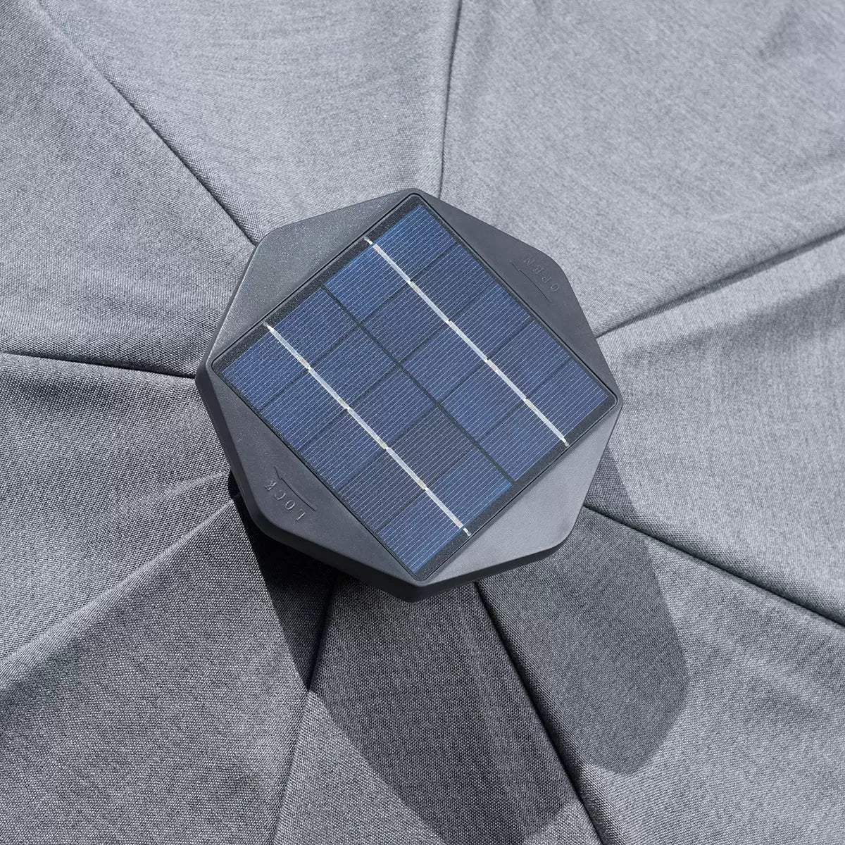 SunVilla 10ft (3m) Solar LED Round Market Umbrella in Grey