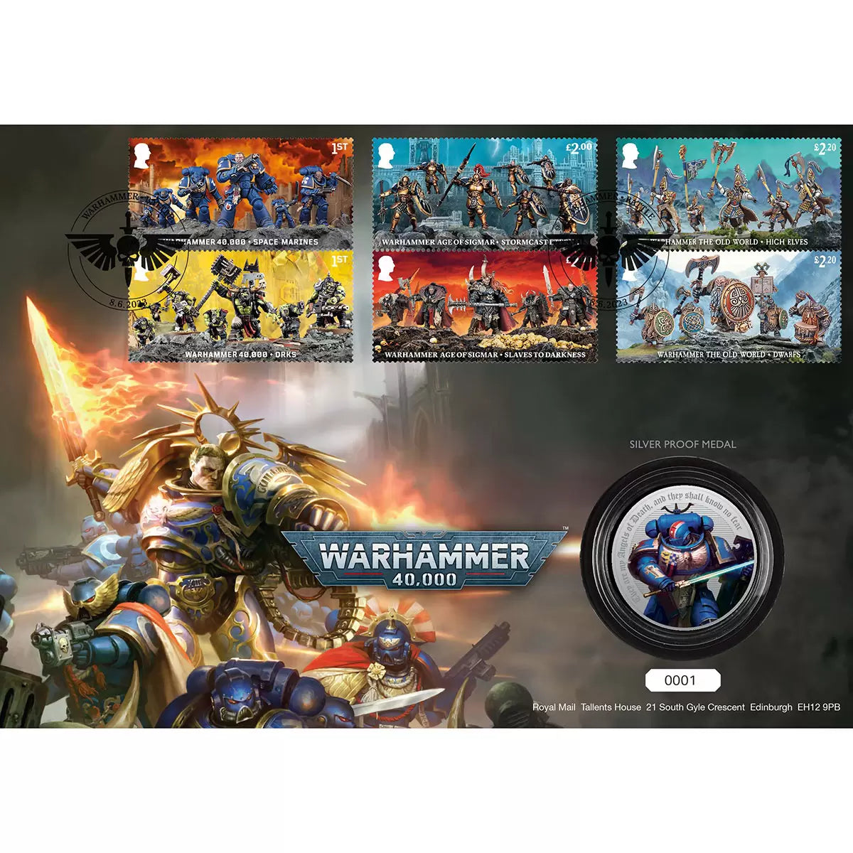 Official Limited Edition Warhammer 40, 000 Medal Cover by Royal Mail