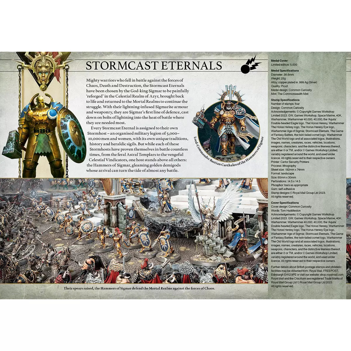 Official Limited Edition Warhammer Age of Sigmar Medal Cover by Royal Mail