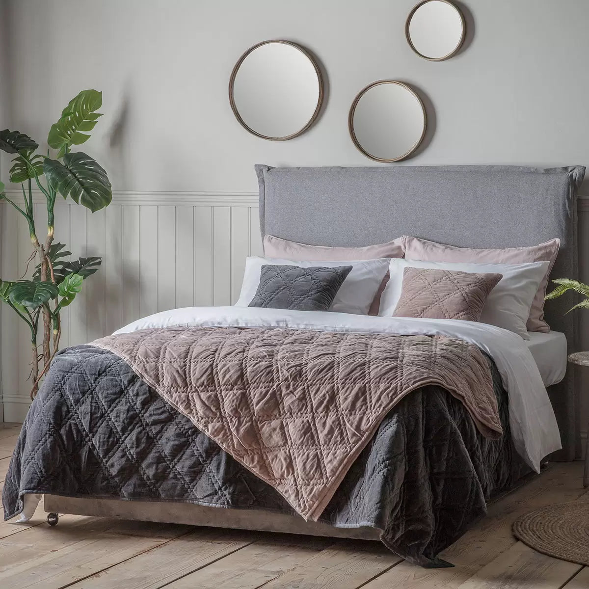 Gallery Quilted Cotton Velvet Bedspread in Charcoal