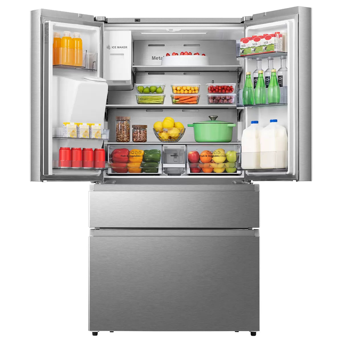 Hisense RF728N4SASE, Multi Door Fridge Freezer with Non Plumbed Water and Ice