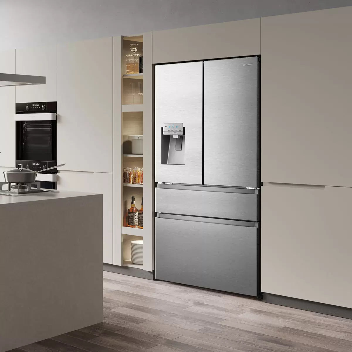 Hisense RF728N4SASE, Multi Door Fridge Freezer with Non Plumbed Water and Ice