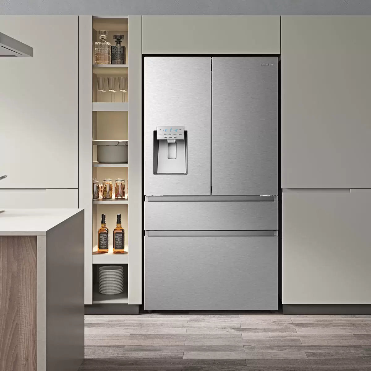 Hisense RF728N4SASE, Multi Door Fridge Freezer with Non Plumbed Water and Ice