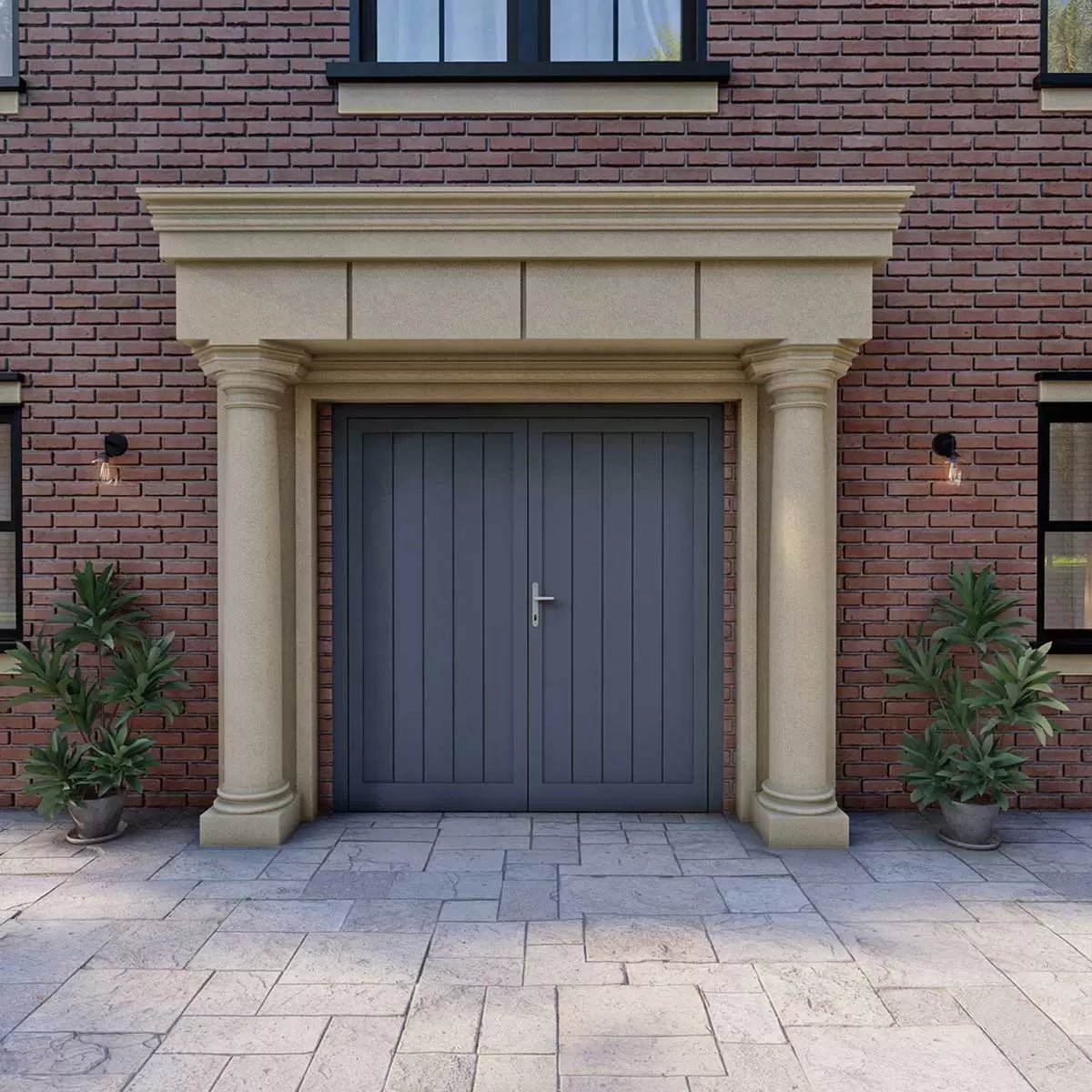 Dortech Double Knaresborough Aluminium Front Door with Lever Handle: Maximum
