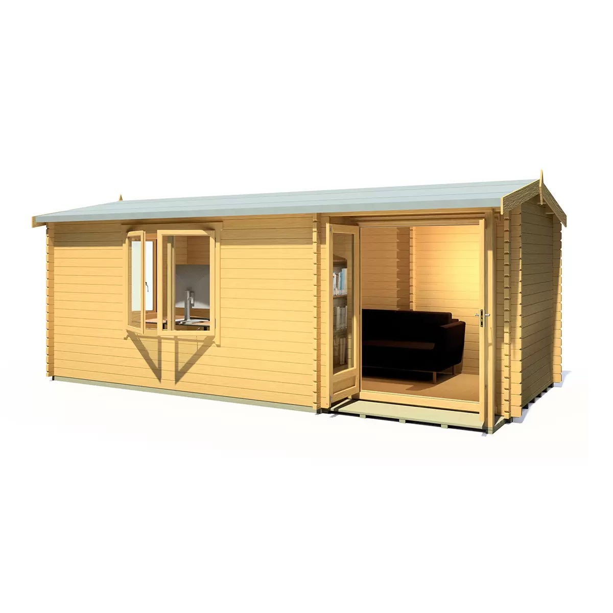 Installed Shire Thetford 44mm Log Cabin 20ft x 10ft (6 x 3m), view 4