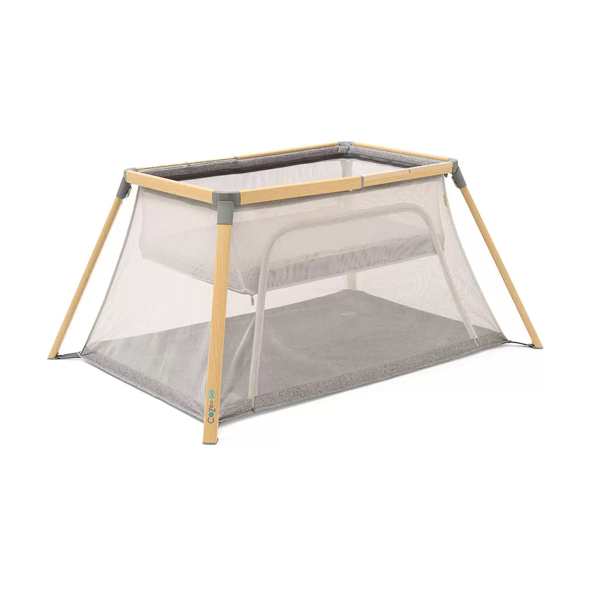 Tutti Bambini CoZee Go Day & Night Travel Cot Bundle, Oak & Charcoal