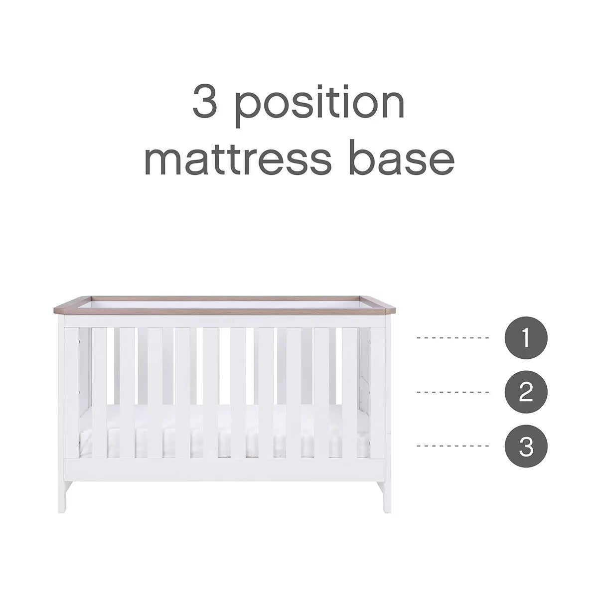 Tutti Bambini Verona Cot Bed with Sprung Mattress, Grey & Oak