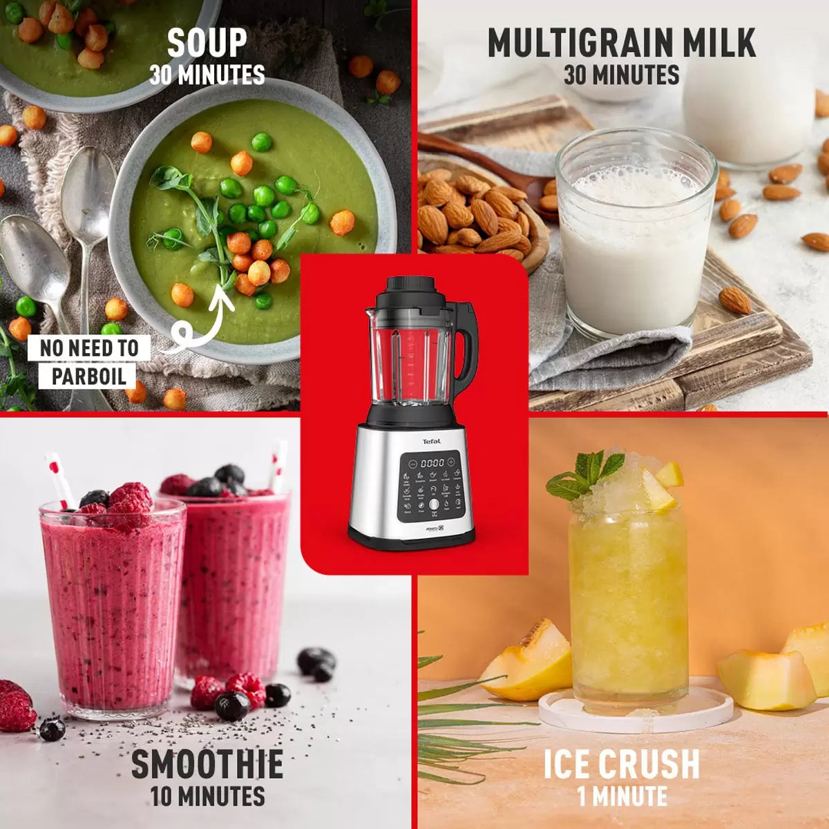 Tefal PerfectMix 2-in-1 Blender & Soup Maker with Removable Blades & Steaming