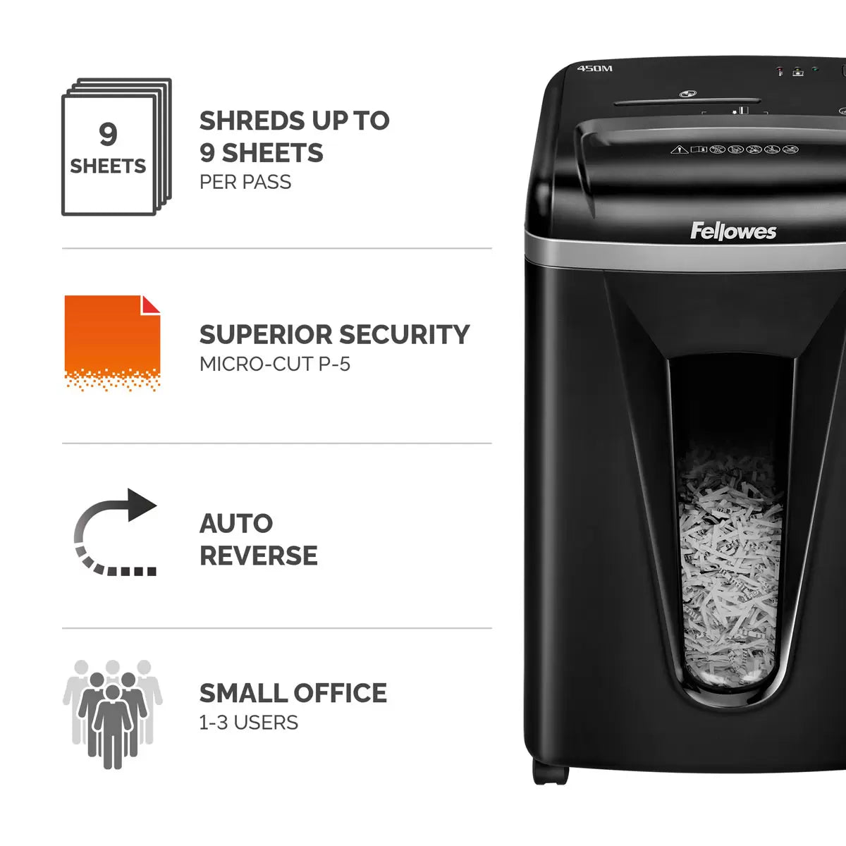 Fellowes Powershred 450M Micro Cut Shredder 9 Sheet
