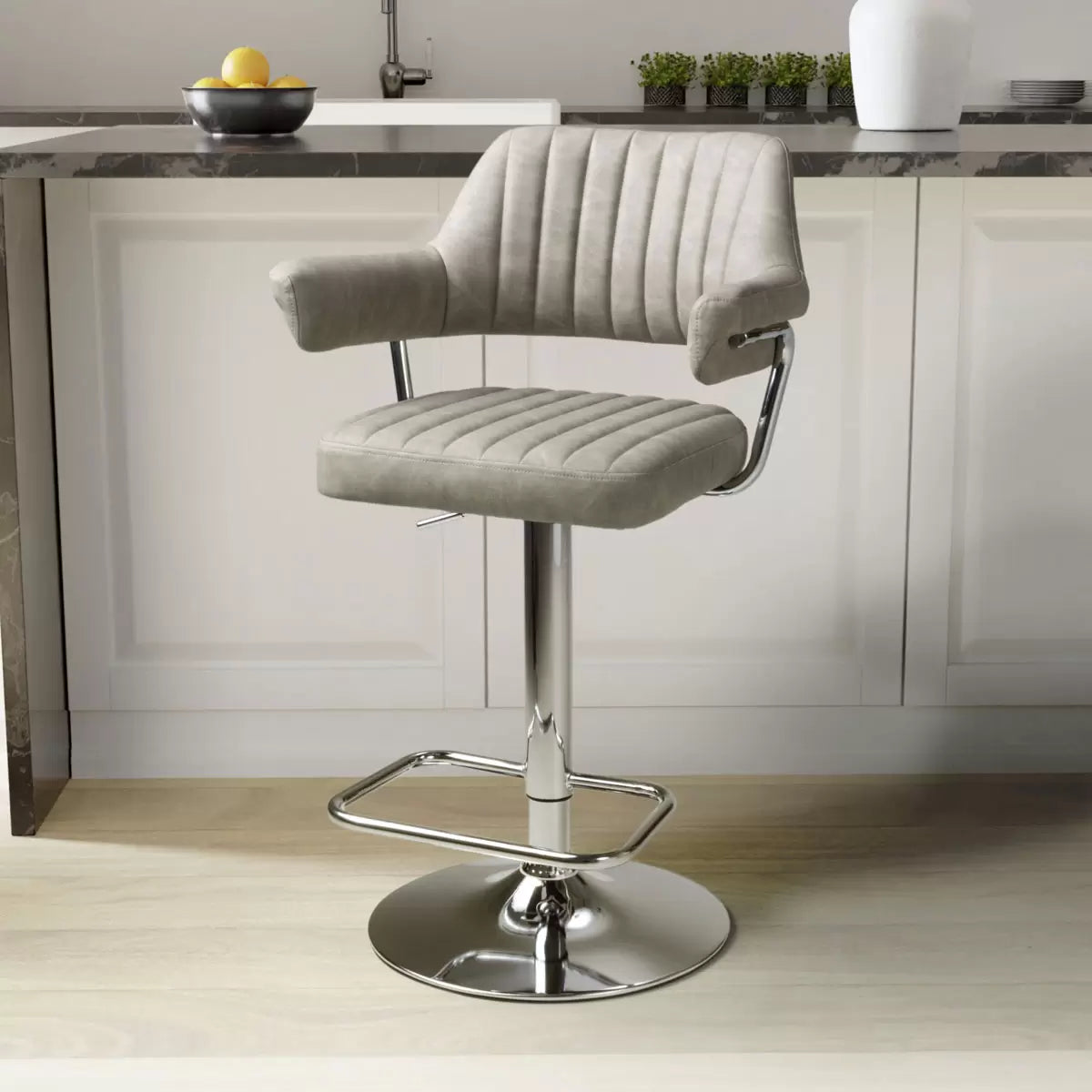 Cortez Mink Faux Leather Gas Lift Bar Stool, 2 Pack