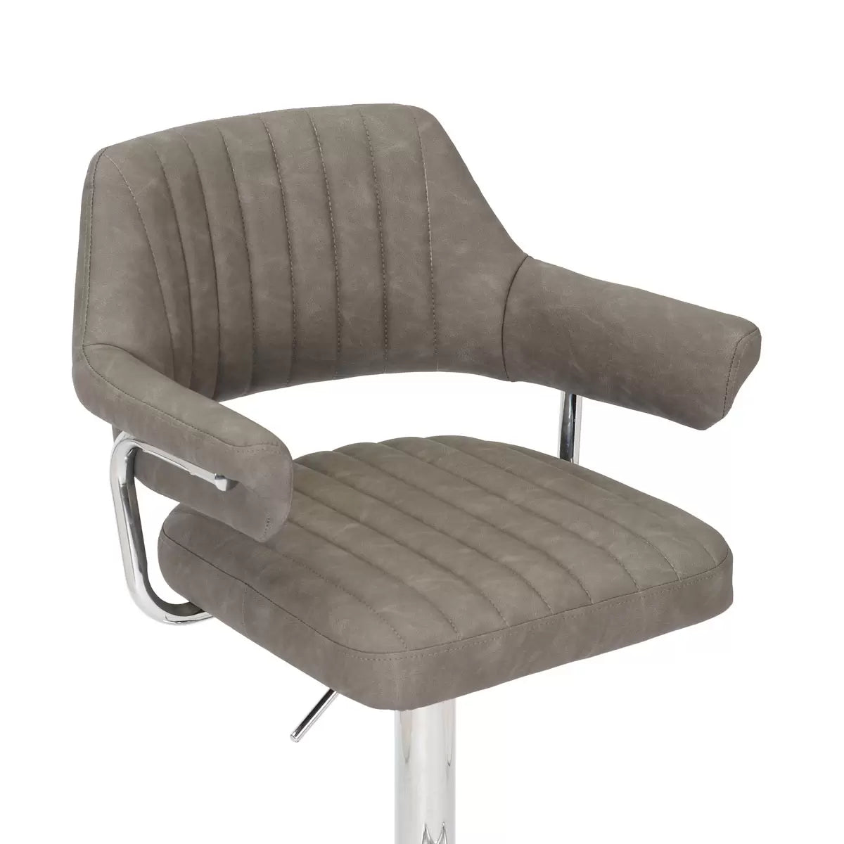 Cortez Dark Grey Faux Leather Gas Lift Bar Stool, 2 Pack