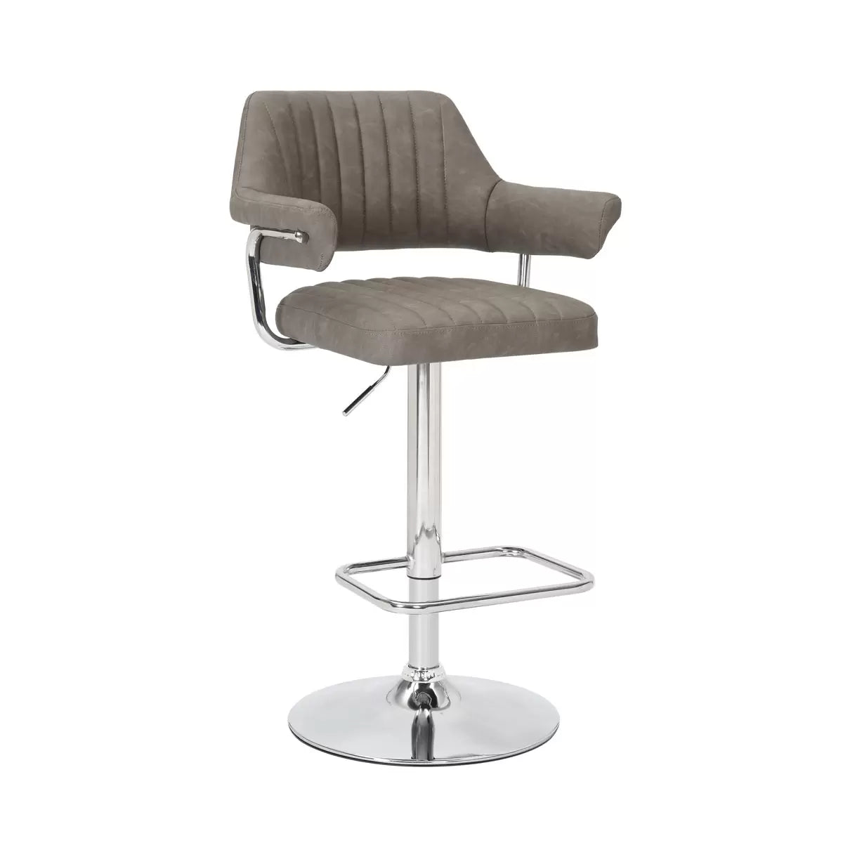 Cortez Dark Grey Faux Leather Gas Lift Bar Stool, 2 Pack