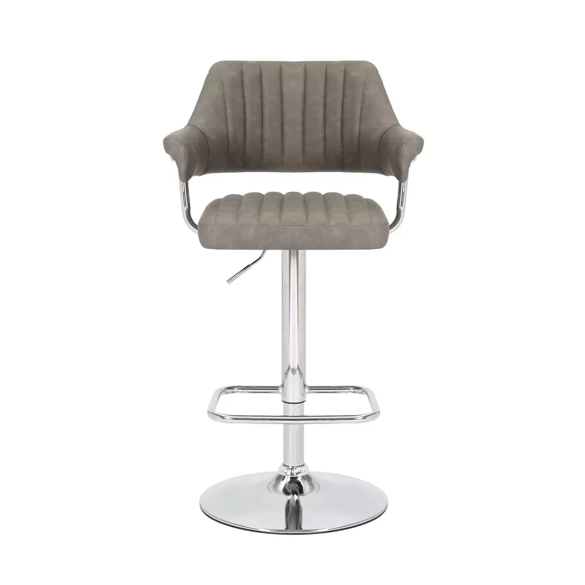 Cortez Dark Grey Faux Leather Gas Lift Bar Stool, 2 Pack