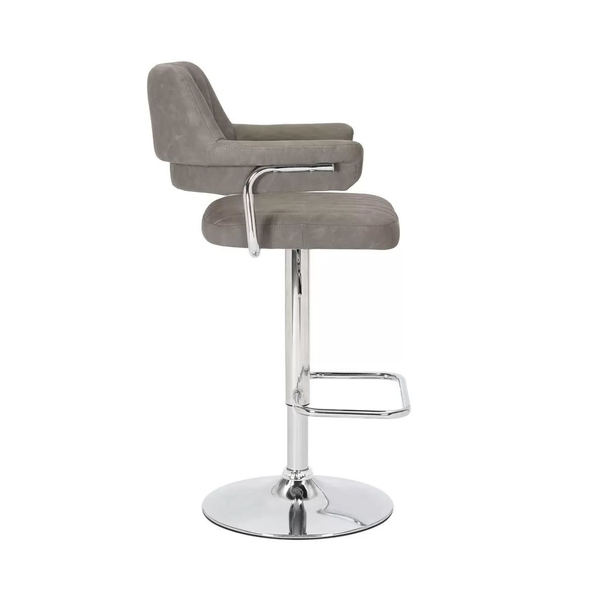 Cortez Dark Grey Faux Leather Gas Lift Bar Stool, 2 Pack
