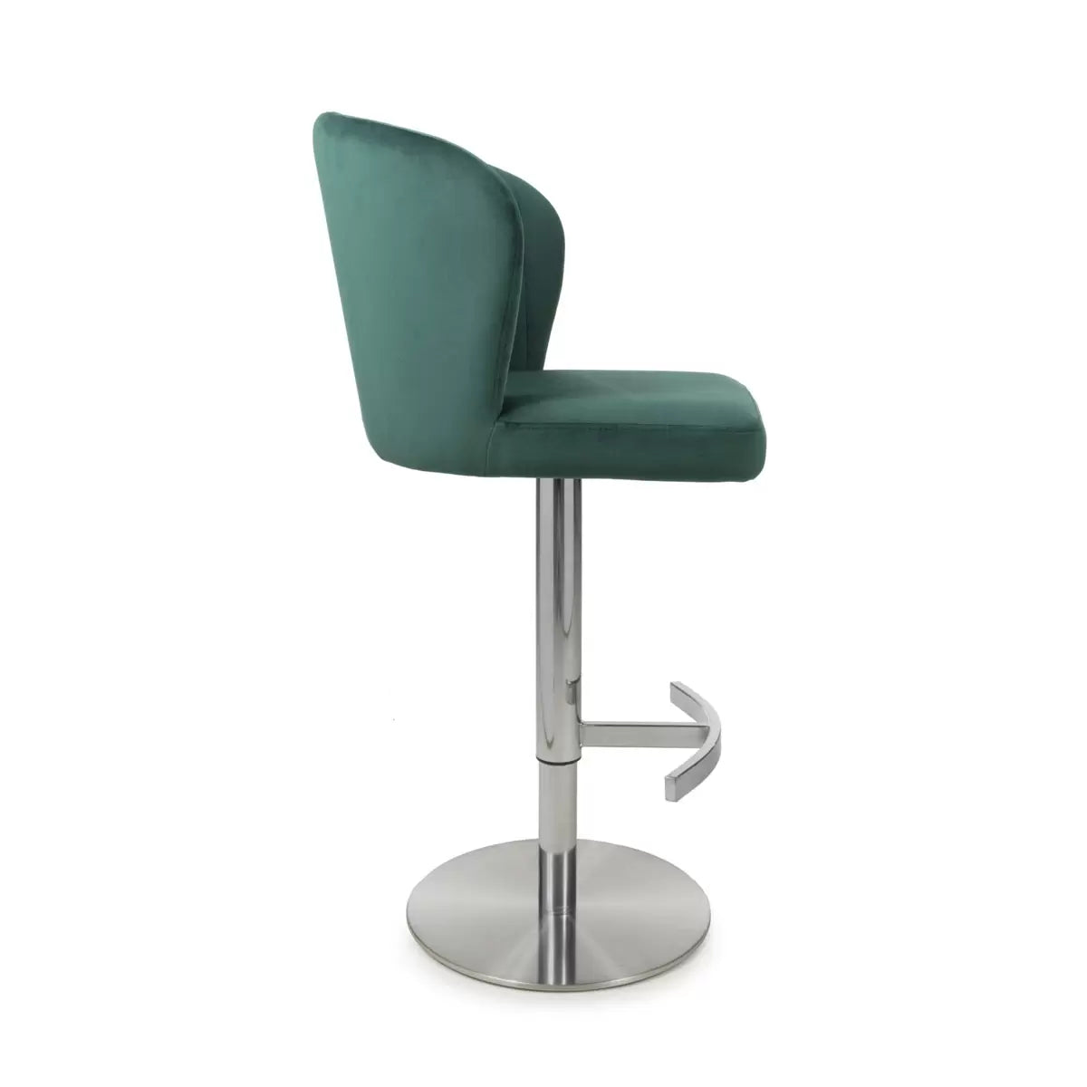 Sigma Green Brushed Velvet Gas Lift Bar Stool