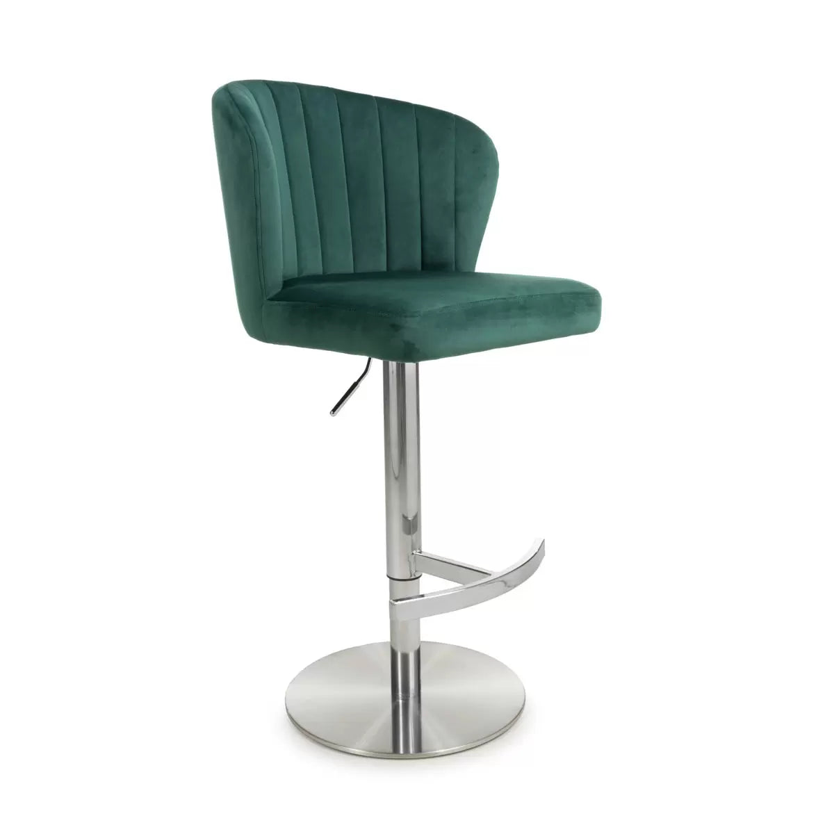 Sigma Green Brushed Velvet Gas Lift Bar Stool