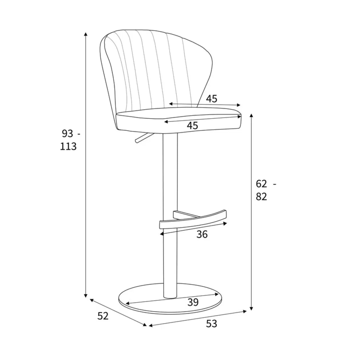 Sigma Grey Brushed Velvet Gas Lift Bar Stool