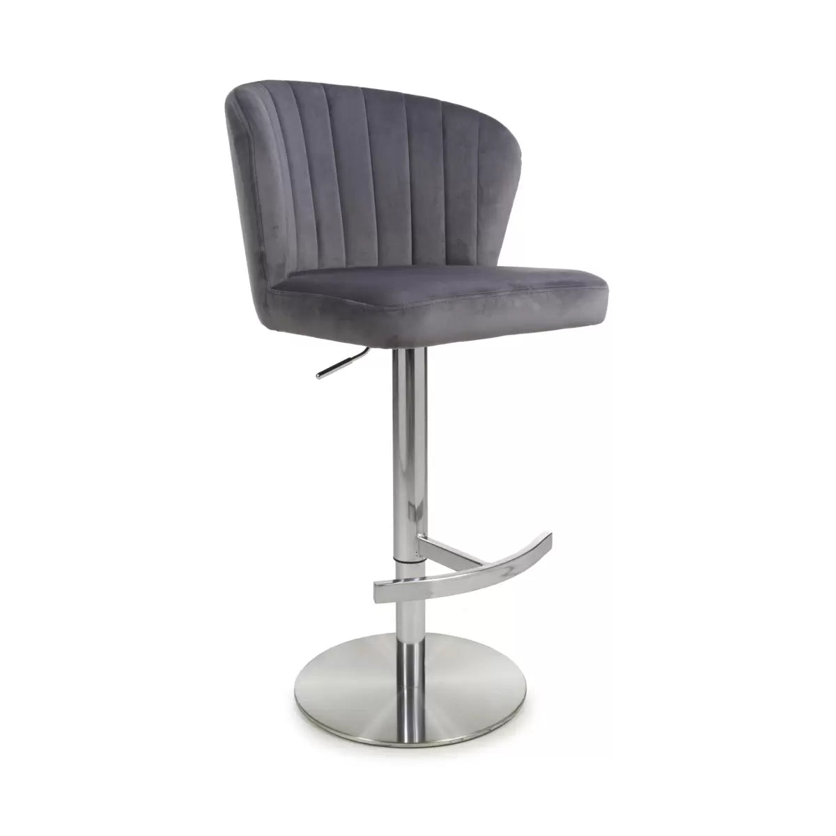 Sigma Grey Brushed Velvet Gas Lift Bar Stool