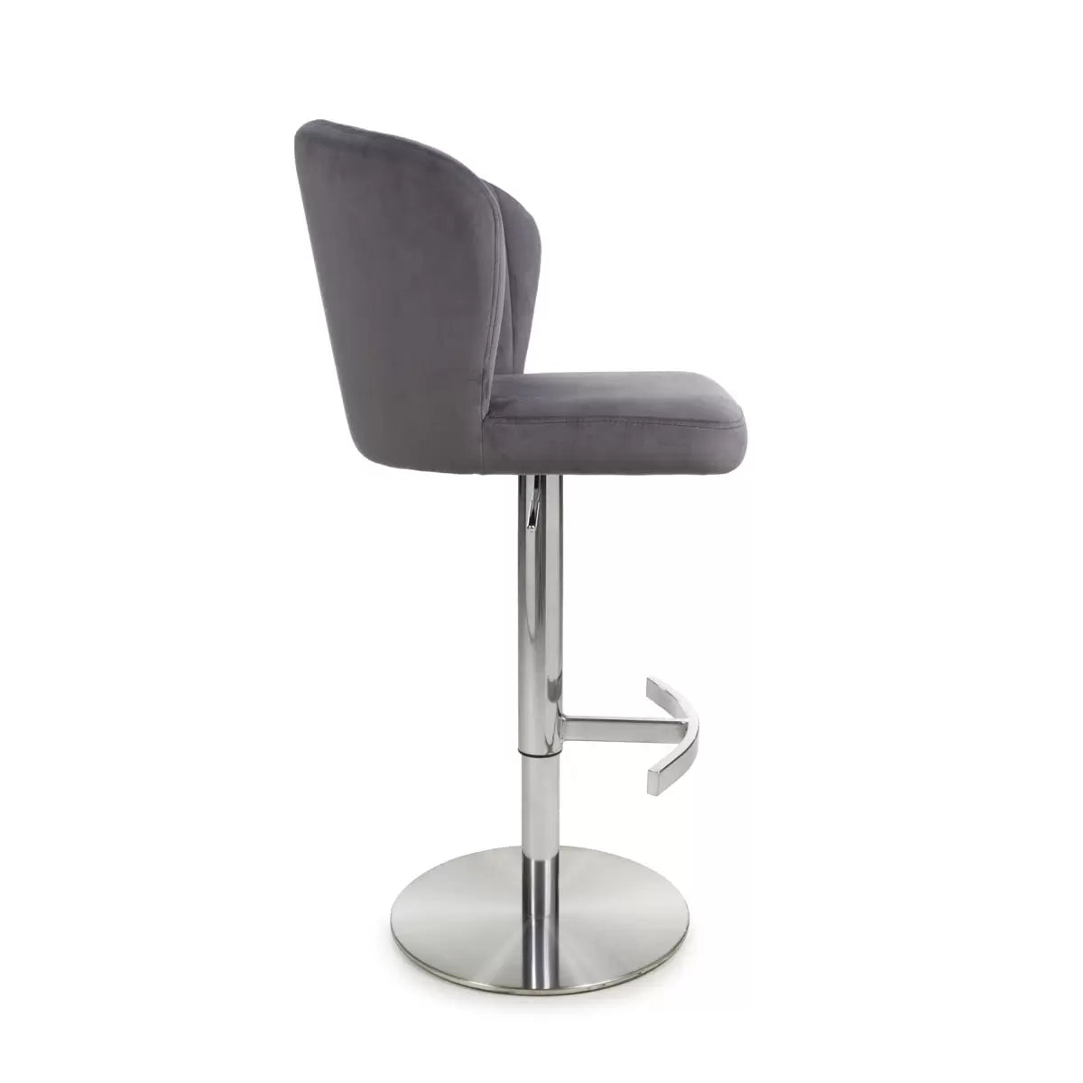 Sigma Grey Brushed Velvet Gas Lift Bar Stool