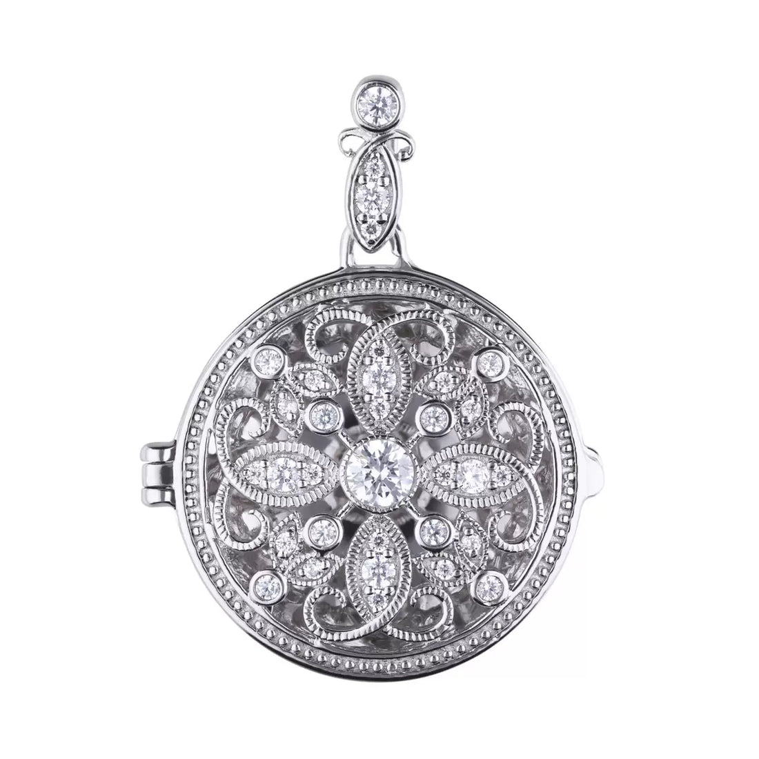 Diamonfire Sterling Silver Round Medallion Filigree Locket