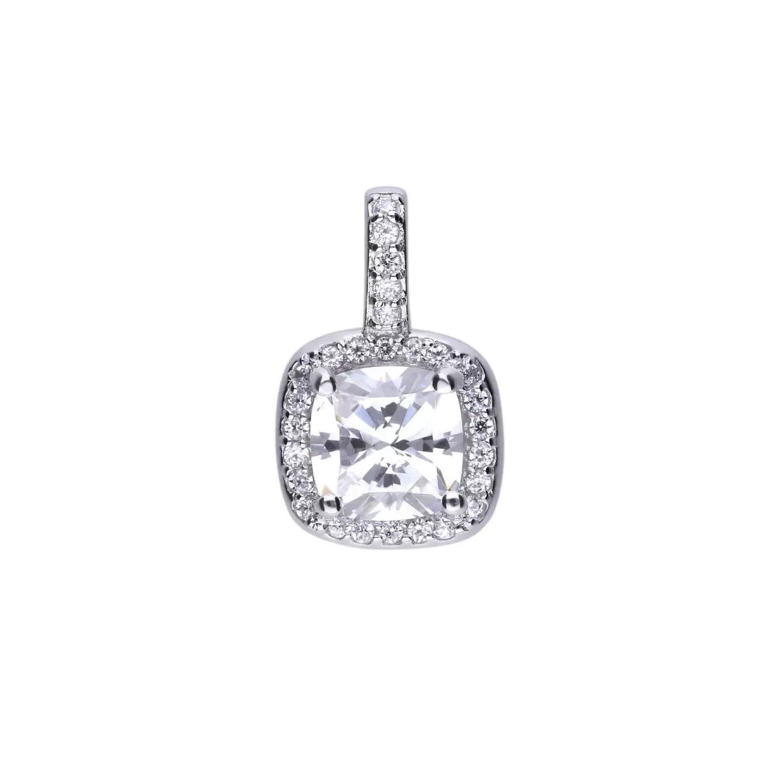 Diamonfire Sterling Silver Square Pave Set Cubic Zirconia Pendant