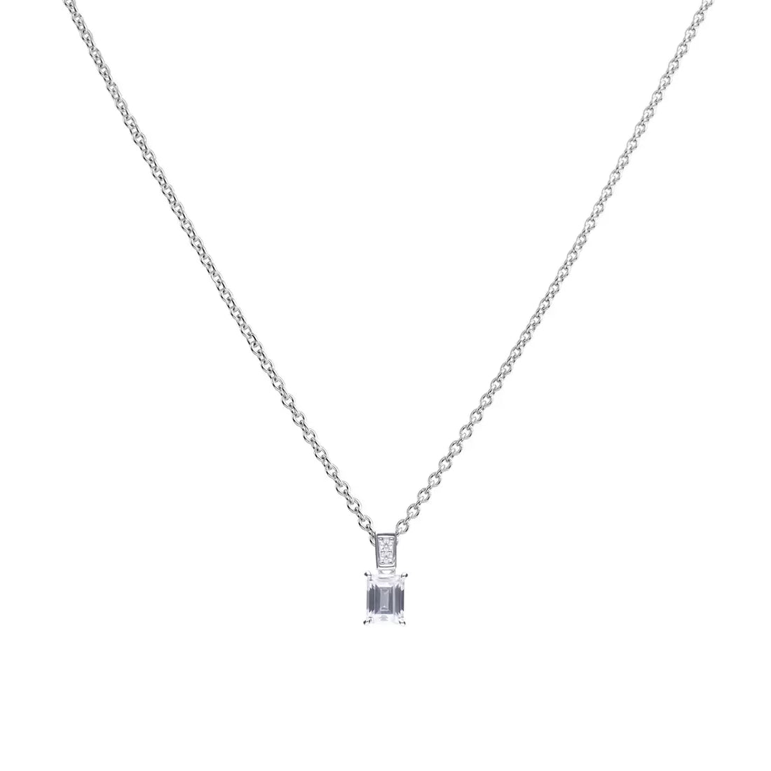 Diamonfire Sterling Silver Emerald Cut Cubic Zirconia Pendant