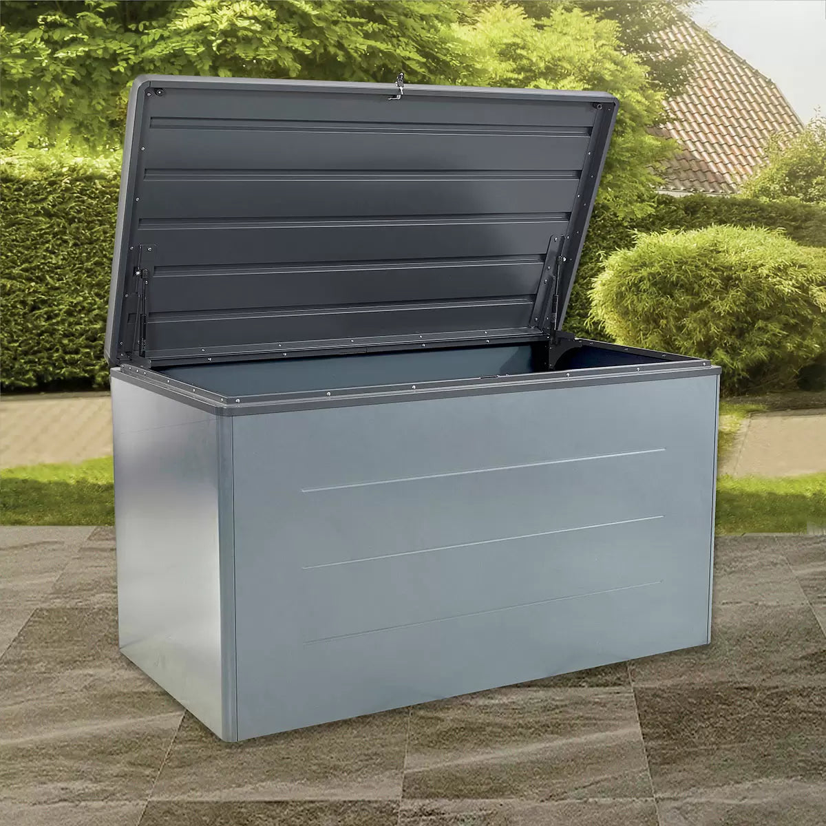 Stone Garden 5ft 3" x 2ft 10" (1.61 x 0.87m) 1, 200 Litre Steel Deck Box in 2