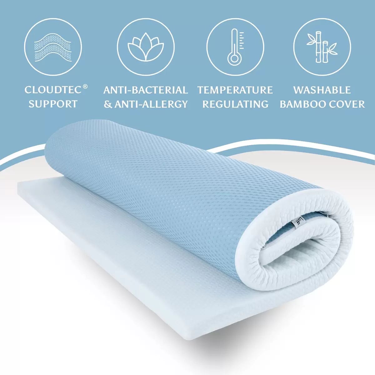 Luff Prestige Bamboo Memory Foam Mattress Topper in 4 Sizes, view 9