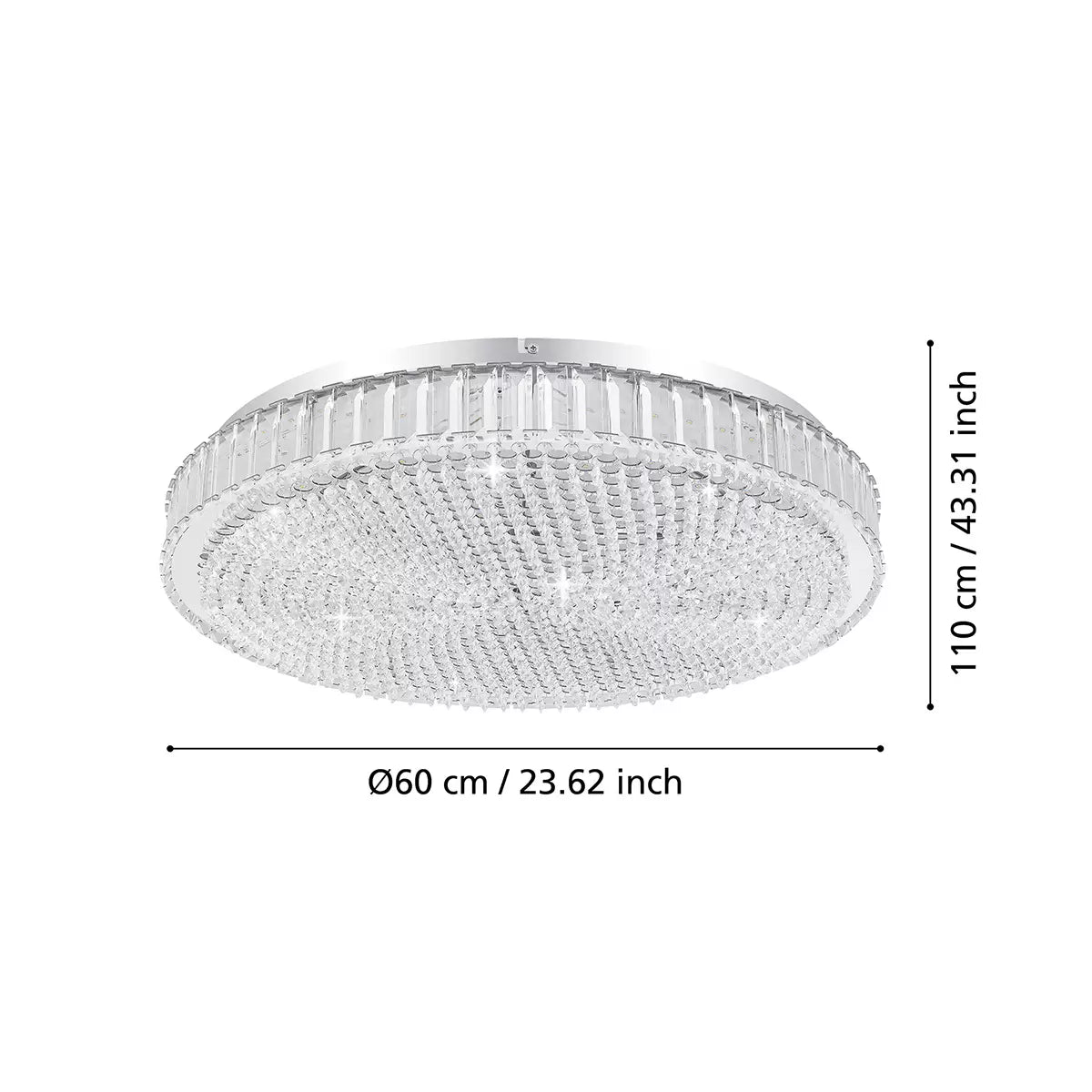 Eglo Balparda Ceiling Light 605mm in Crystal Chrome