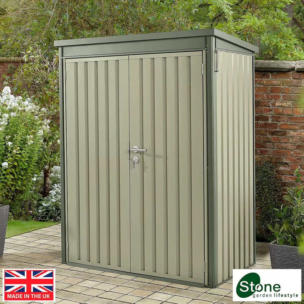 Stone Garden 4ft 7" x 2ft 6" (1.45 x 0.8m) Vertical 1, 887 Litre Steel Shed in 2