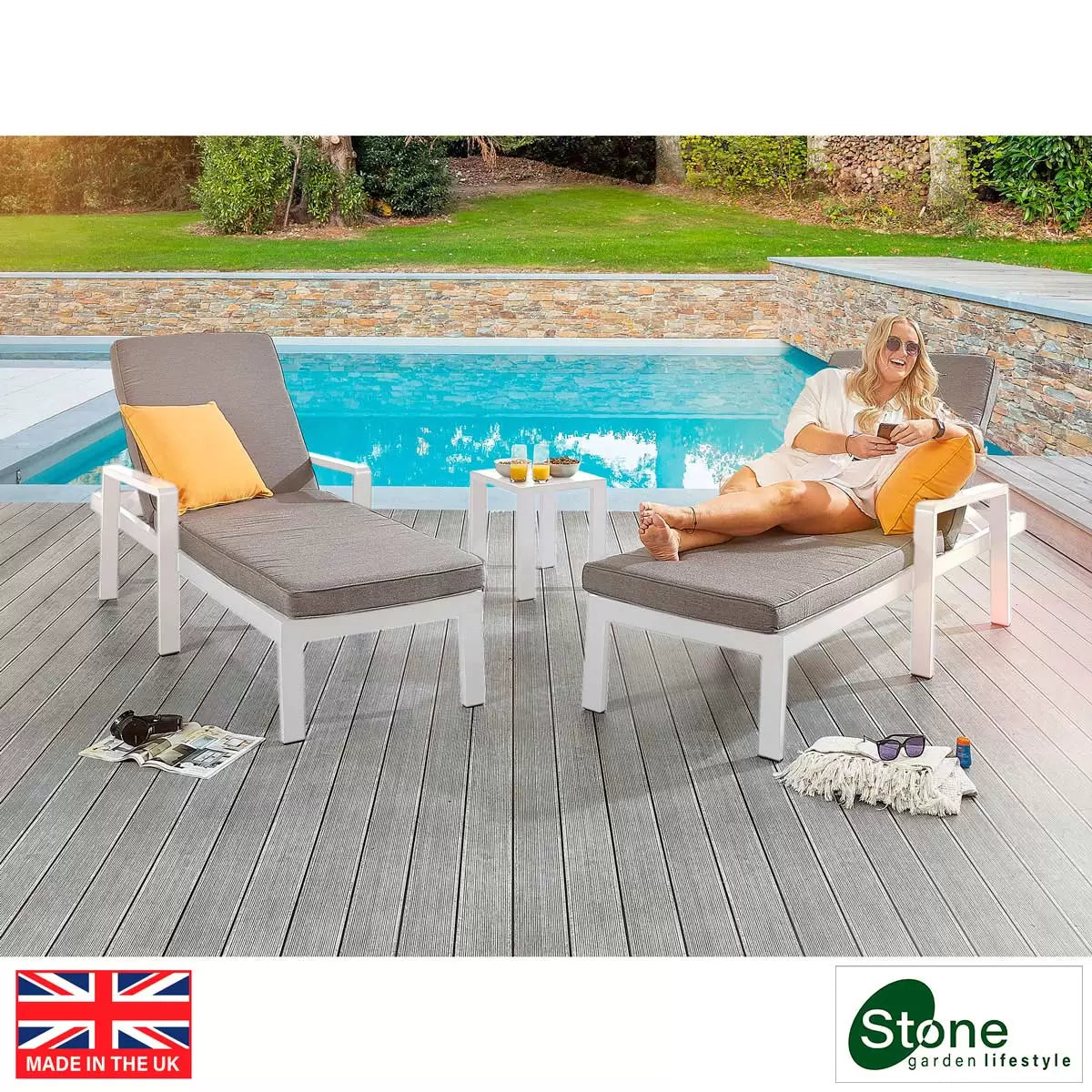Stone Garden 3 Piece Lounger Set in Two Colours
