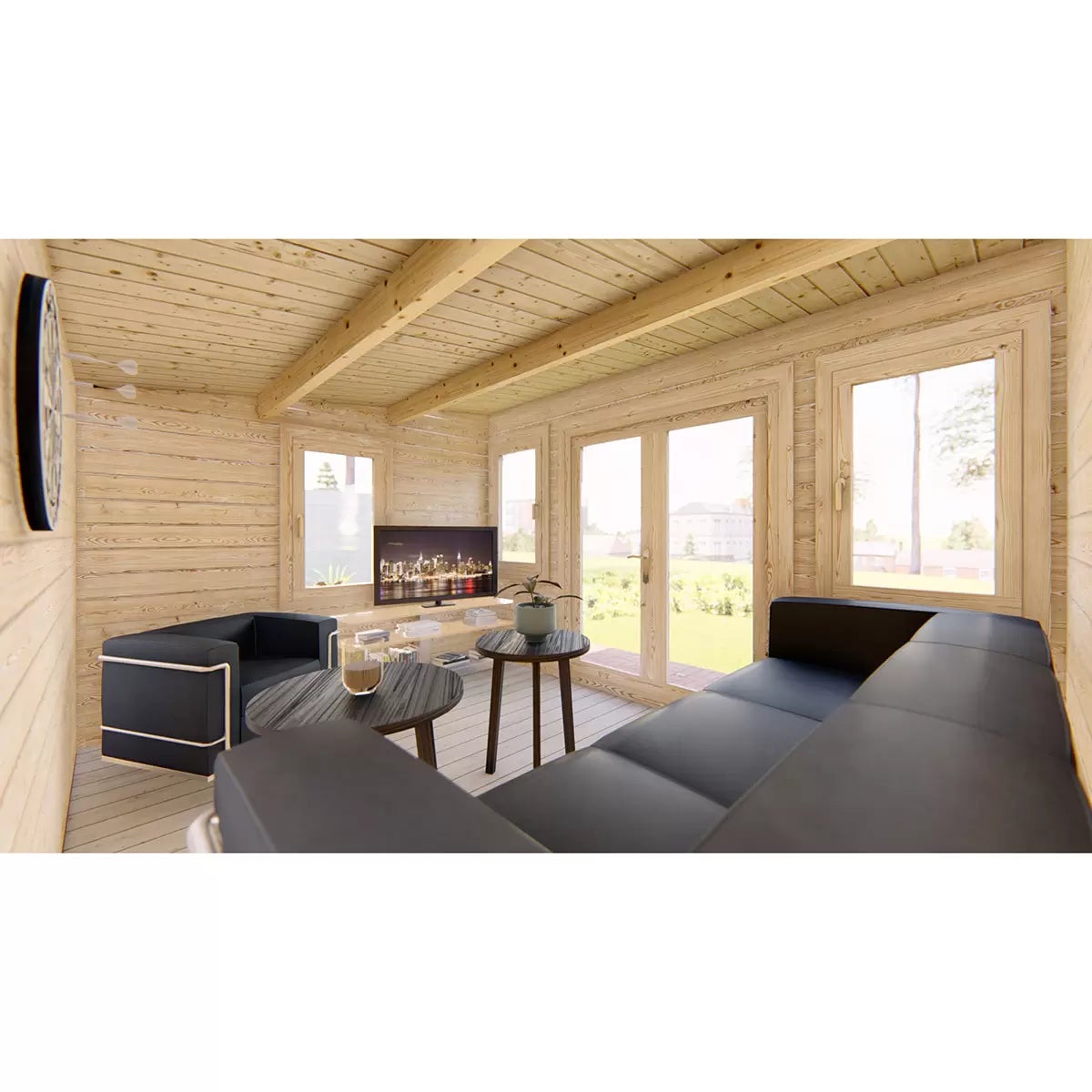 Installed Shire Rydal 44mm Log Cabin 17 x 10ft (5.1 x 3m), view 13
