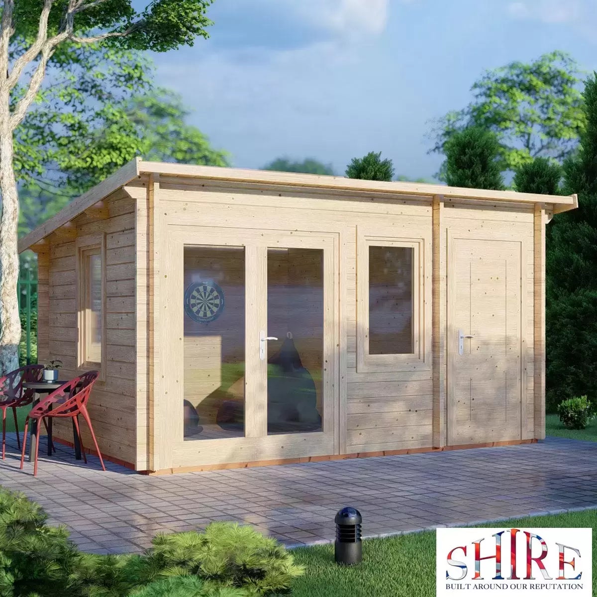 Installed Shire Rydal 44mm Log Cabin 14 x 10ft (4.2 x 3m)