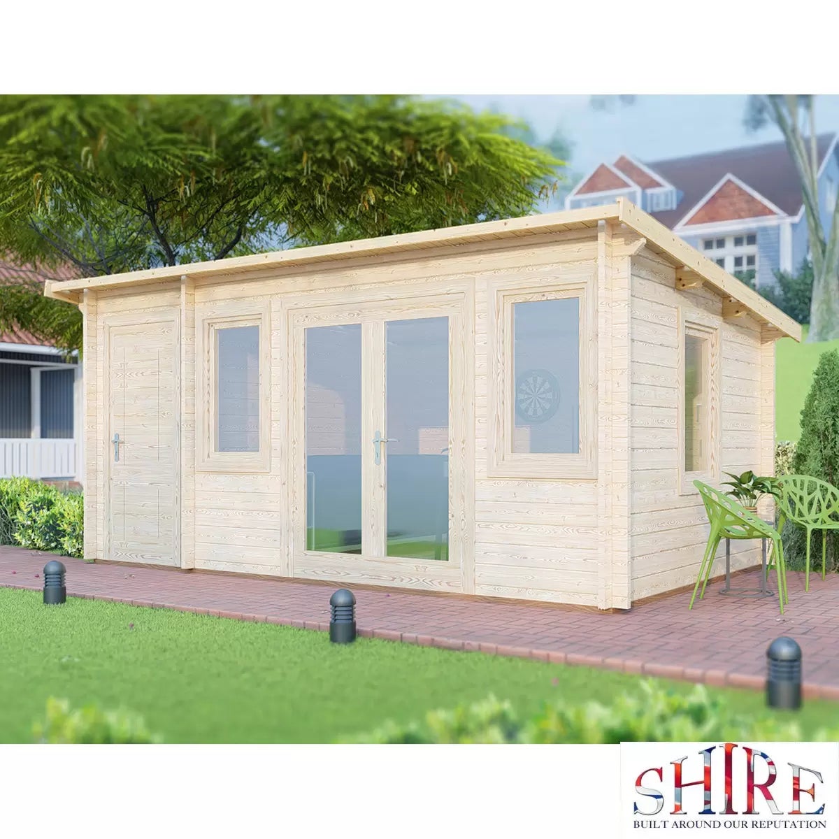 Installed Shire Rydal 44mm Log Cabin 17 x 10ft (5.1 x 3m), view 8