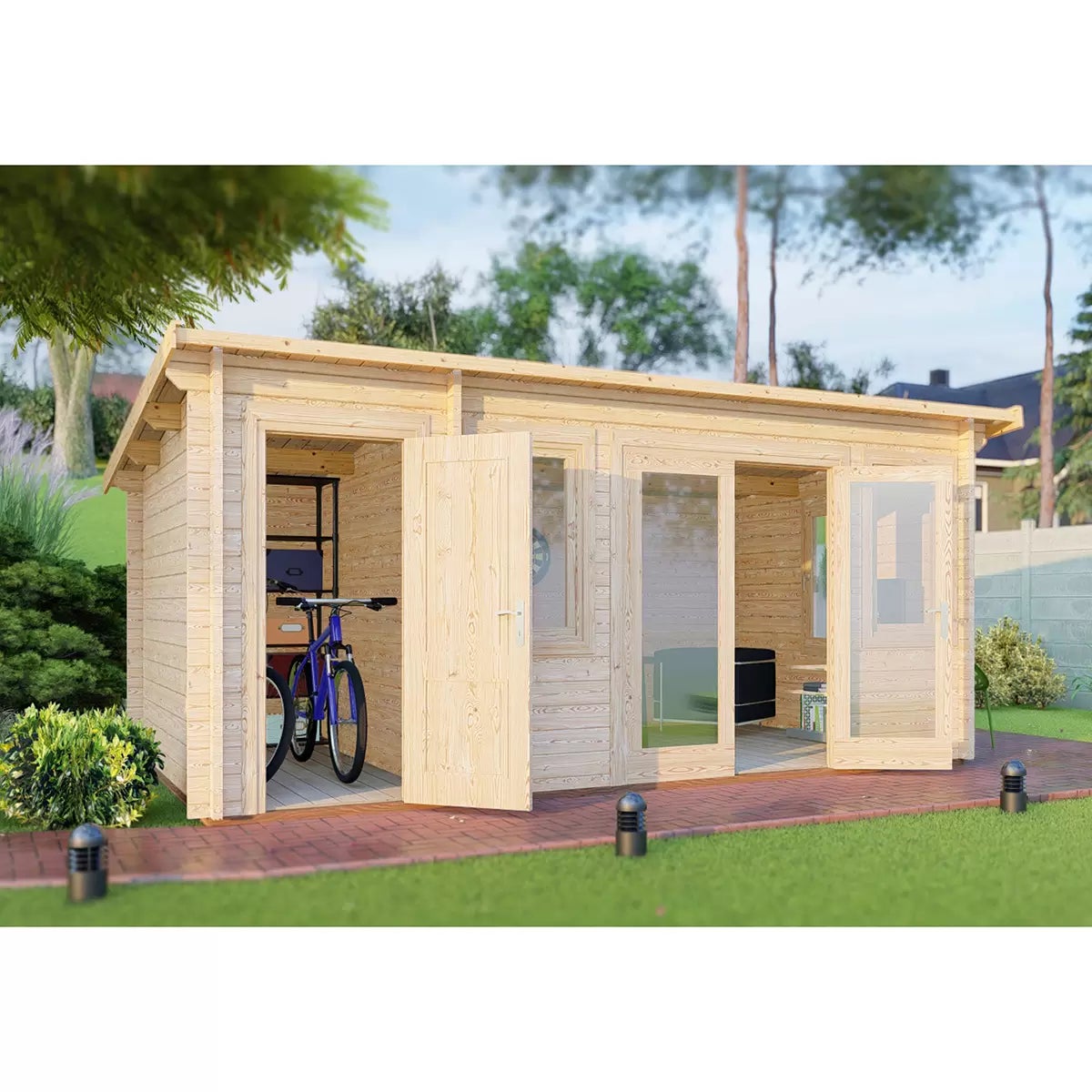 Installed Shire Rydal 44mm Log Cabin 17 x 10ft (5.1 x 3m), view 4