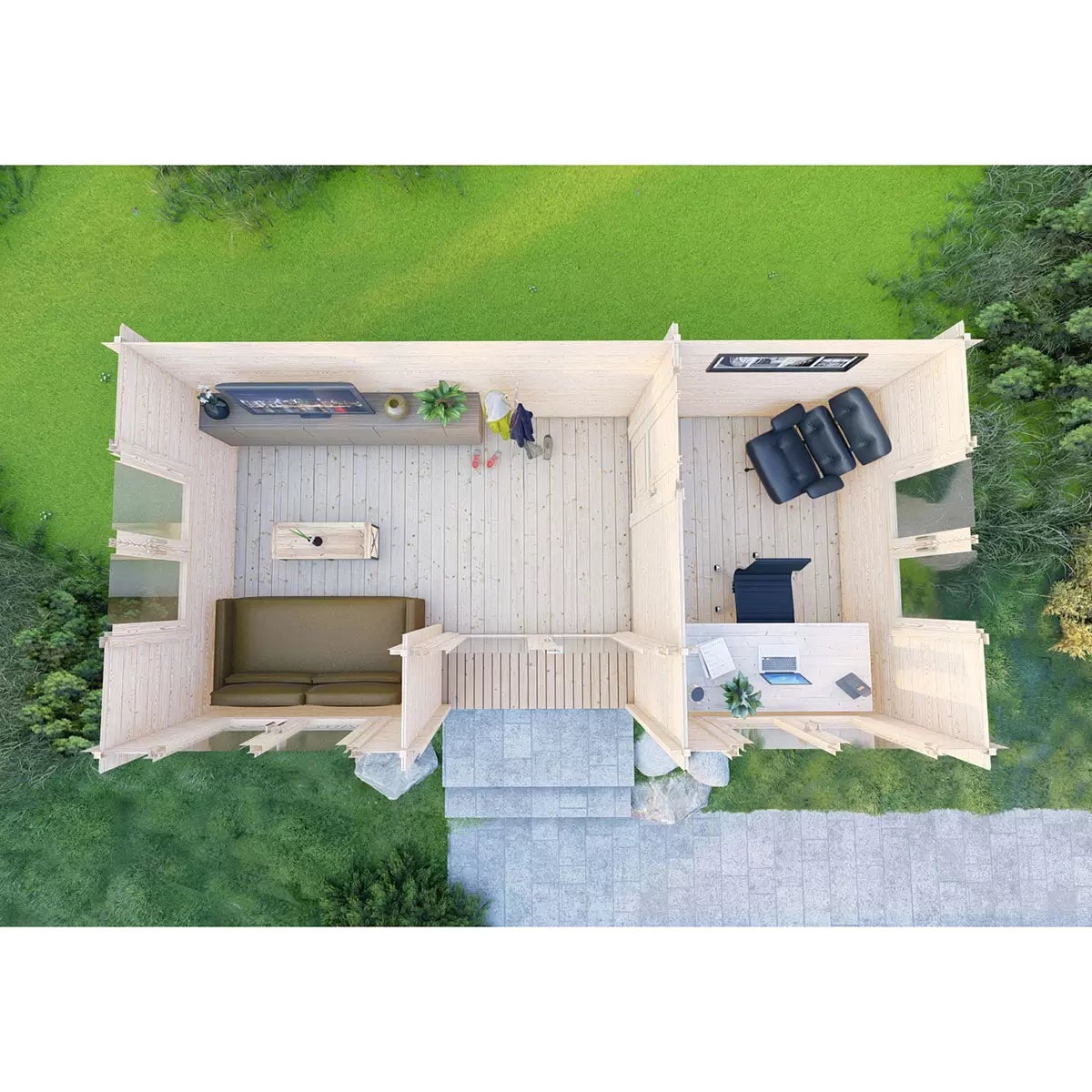 Installed Shire Whinfell 44mm Log Cabin 20 x 10ft (6 x 3m), view 10