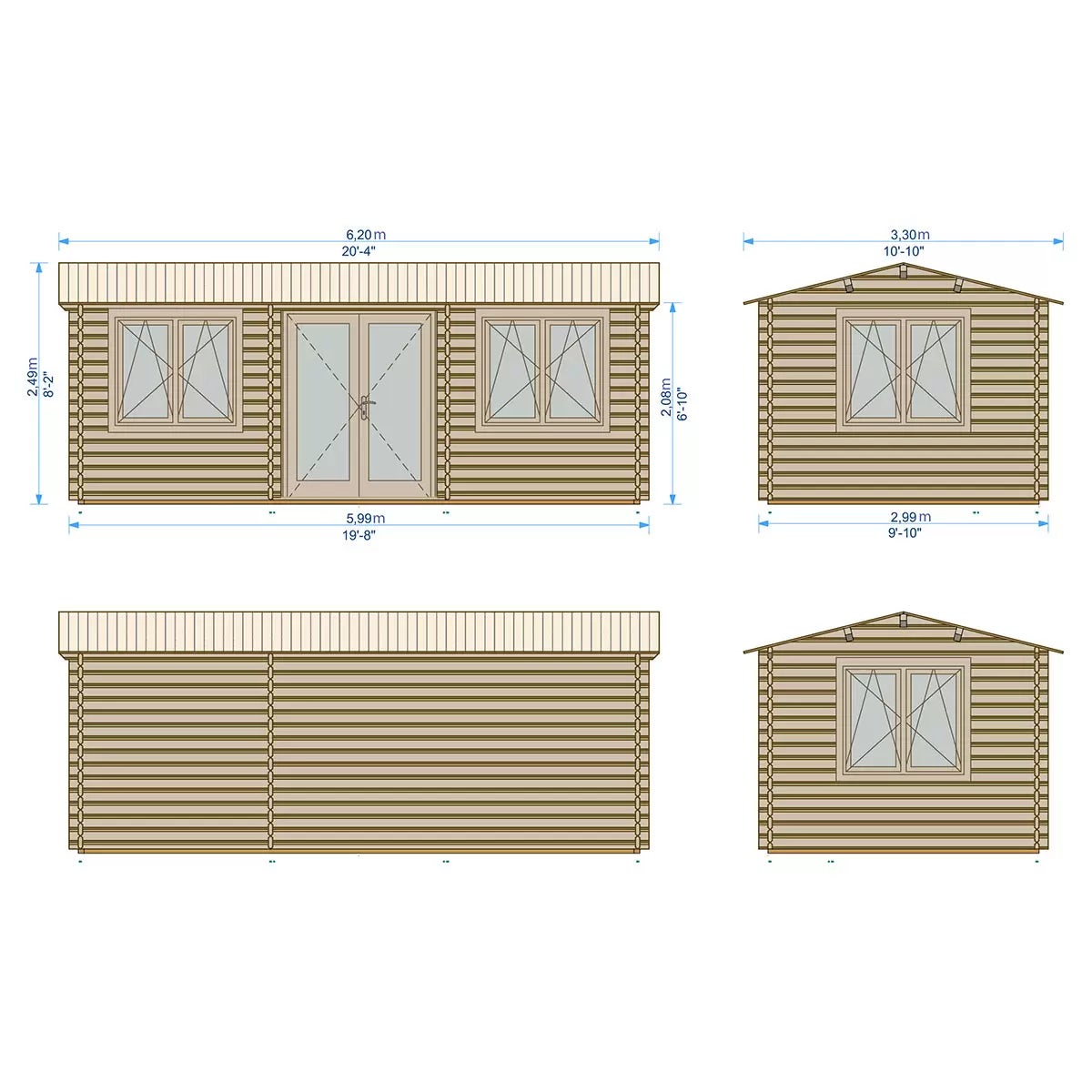 Installed Shire Whinfell 44mm Log Cabin 20 x 10ft (6 x 3m), view 2