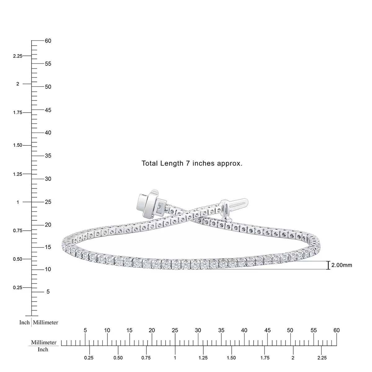 2.00ctw Round Brilliant Cut Diamond Tennis Bracelet, 18ct White Gold