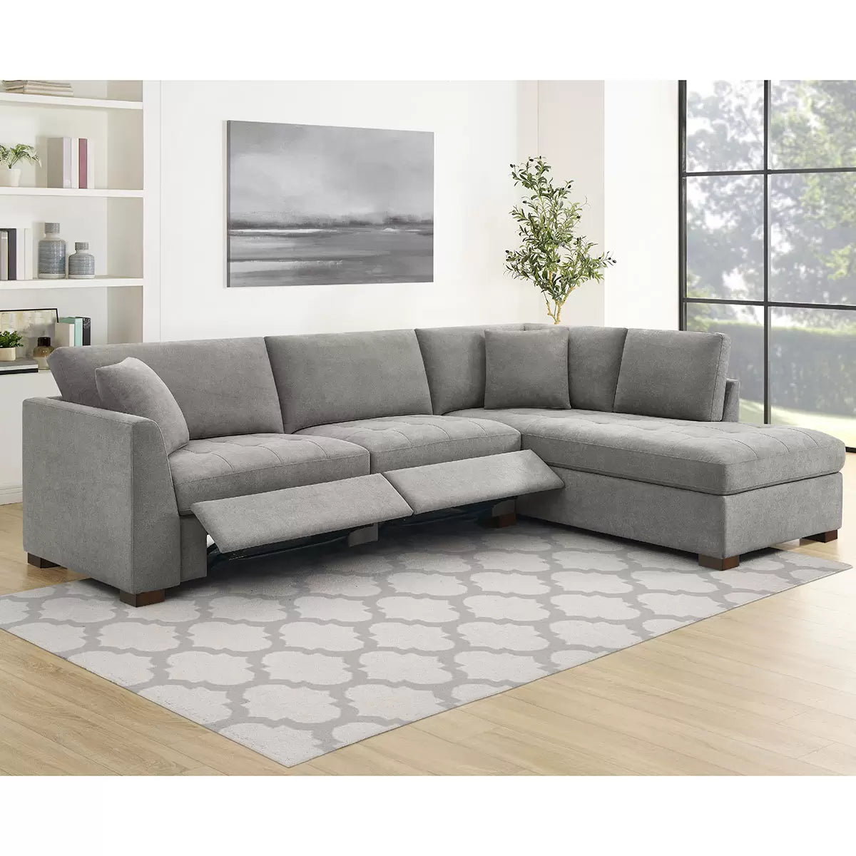 Thomasville Miles Grey Fabric Corner Sofa with Power Footrests in 2