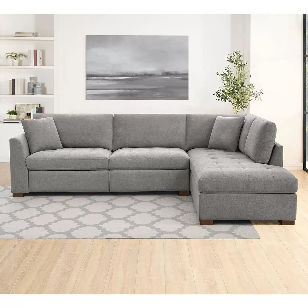 Thomasville Miles Grey Fabric Corner Sofa with Power Footrests in 2
