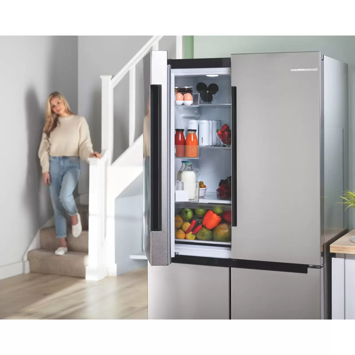 Bosch KFN96VPEAG, Multidoor Fridge Freezer, E Rated in Stainless Steel
