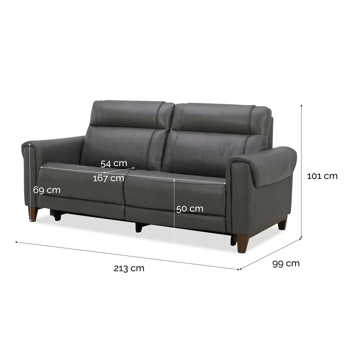 Aiden & Ivy Spencer Grey Leather Power Reclining Large 2 Seater Sofa, view 2