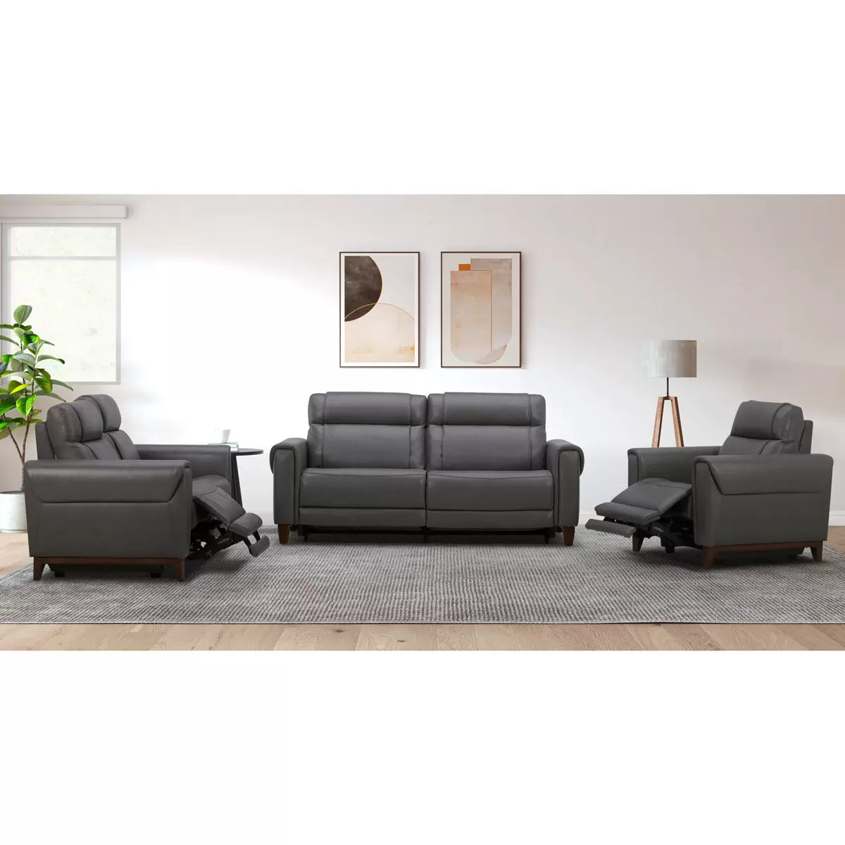 Aiden & Ivy Spencer Grey Leather Power Reclining Large 2 Seater Sofa, view 8