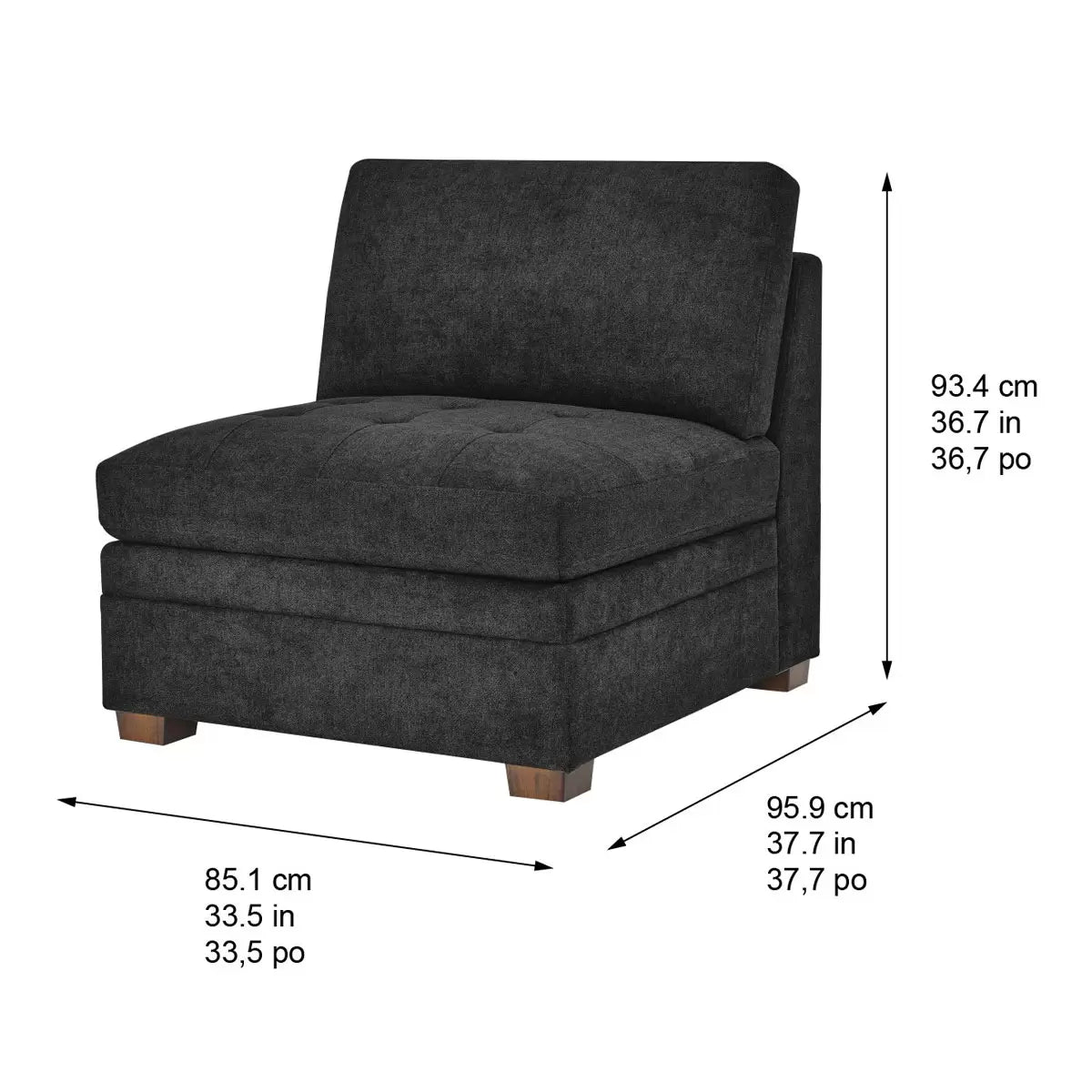 Thomasville Tisdale Dark Grey Fabric Armless Chair