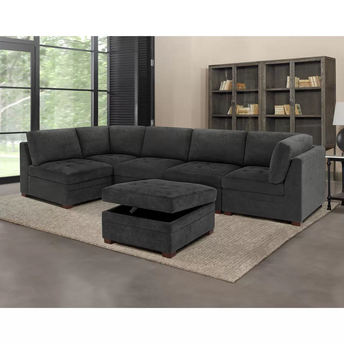 Thomasville Tisdale Dark Grey Fabric Armless Chair