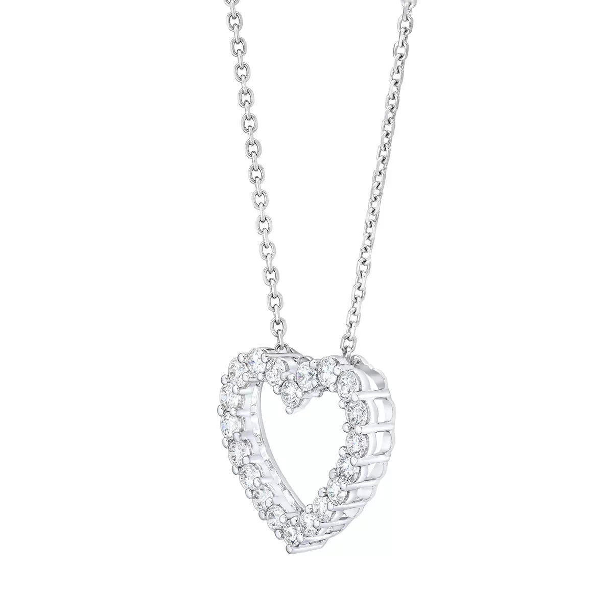 0.50ctw Round Brilliant Cut Diamond Heart Pendant 14ct White Gold
