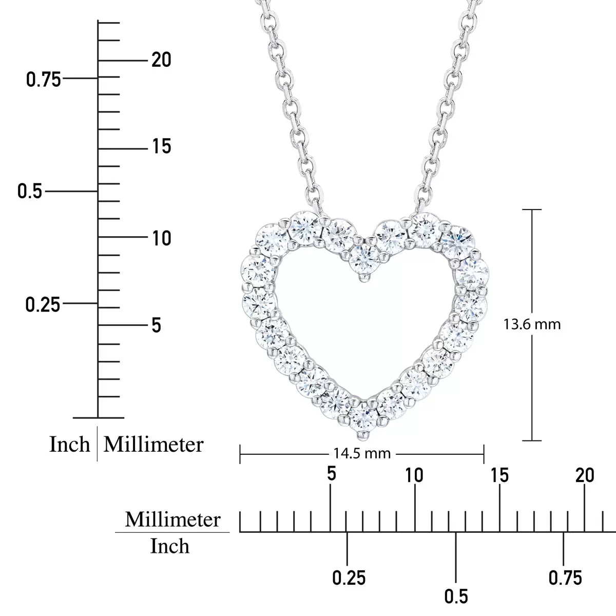 0.50ctw Round Brilliant Cut Diamond Heart Pendant 14ct White Gold