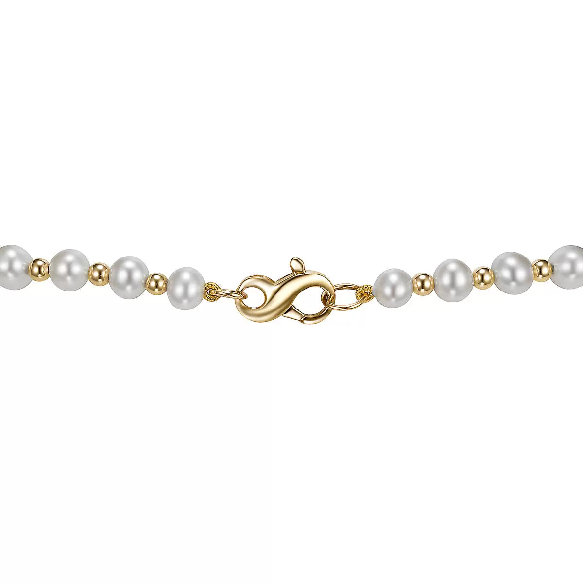 5-9mm Cultured Freshwater Pearl and Gold Bead Graduated Necklace, 14ct Yellow